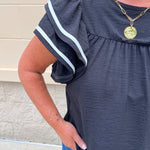 Graceful Ruffle Sleeve Woven Top in Black - The Pink Pineapple 850