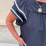 Graceful Ruffle Sleeve Woven Top in Black - The Pink Pineapple 850