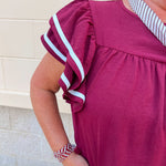 Graceful Ruffle Sleeve Woven Top in Garnet - The Pink Pineapple 850