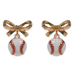 Grand Slam Bow Baseball Drop Earrings - The Pink Pineapple 850