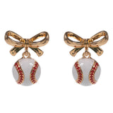 Grand Slam Bow Baseball Drop Earrings - The Pink Pineapple 850