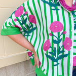 Green Garden Party Striped Blouse - The Pink Pineapple 850