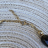 Green Marble Stone Necklace with Gold Beaded Accents - The Pink Pineapple 850