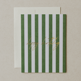 Green Stripe Happy Birthday Card - The Pink Pineapple 850