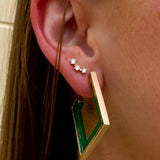 Green Wood and Gold Squared Hoop Earring - The Pink Pineapple 850