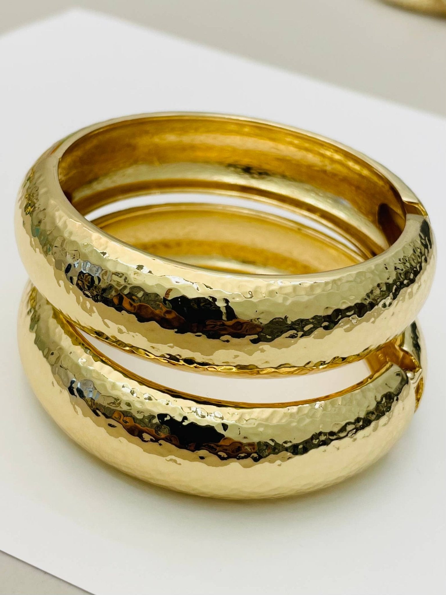 Hammered Gold Hinge Cuff Bracelet - The Pink Pineapple 850