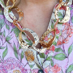 Hammered Metal Cat Eye Chain Necklace - The Pink Pineapple 850