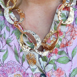 Hammered Metal Cat Eye Chain Necklace - The Pink Pineapple 850