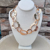 Hammered Metal Cat Eye Chain Necklace - The Pink Pineapple 850