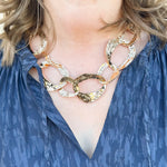 Hammered Metal Cat Eye Chain Necklace - The Pink Pineapple 850