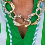 Hammered Metal Cat Eye Chain Necklace - The Pink Pineapple 850