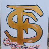 Hand-painted Florida State Canvas 11"x14" - The Pink Pineapple 850