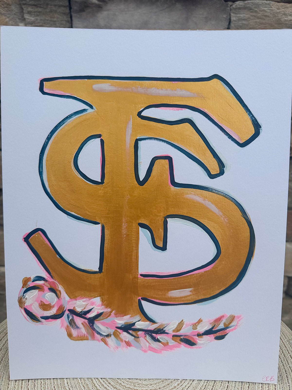 Hand-painted Florida State Canvas 11"x14" - The Pink Pineapple 850