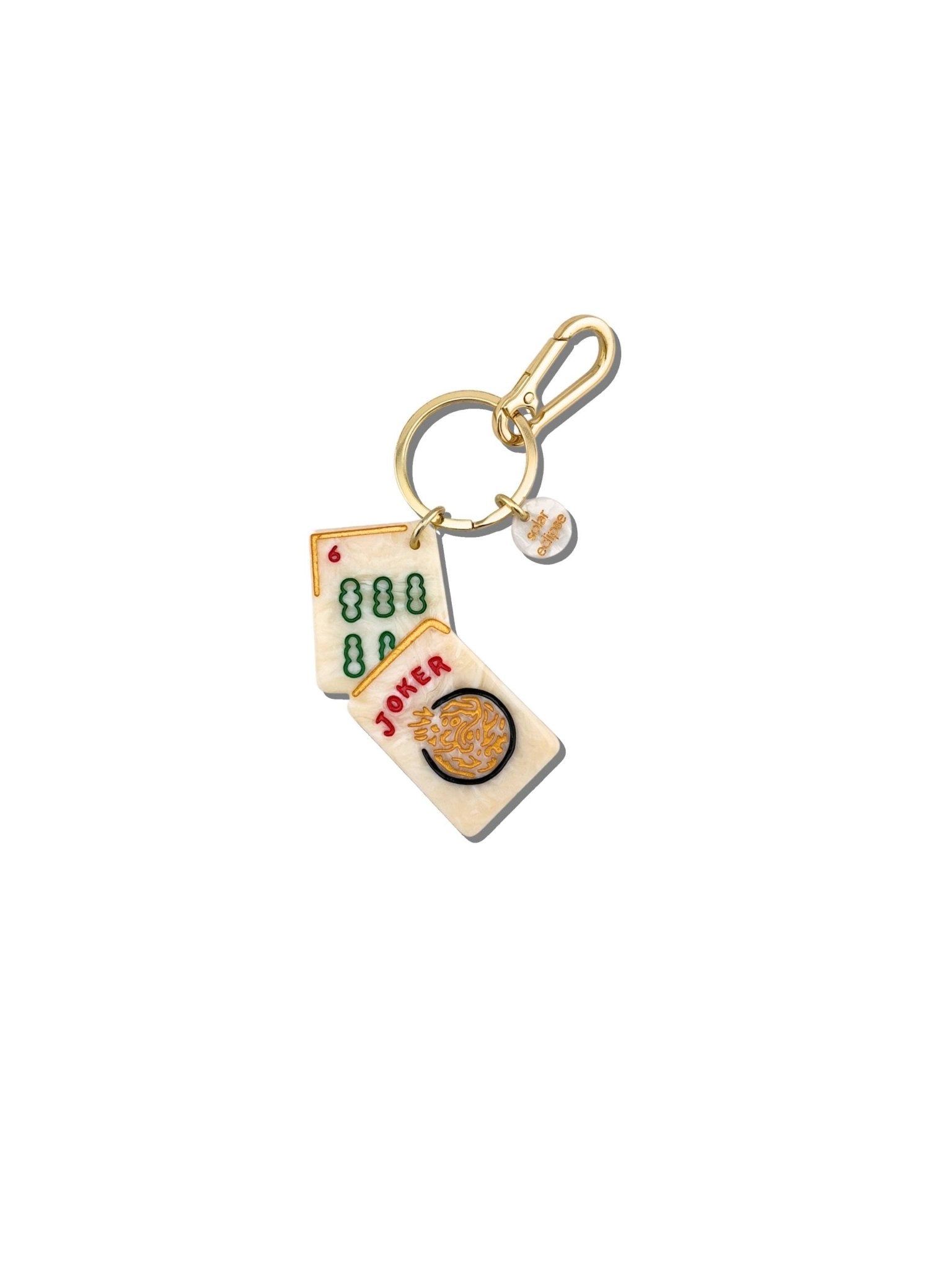 Hand - painted Mahjong Bag Charm + Keychain | Eco - Friendly - The Pink Pineapple 850