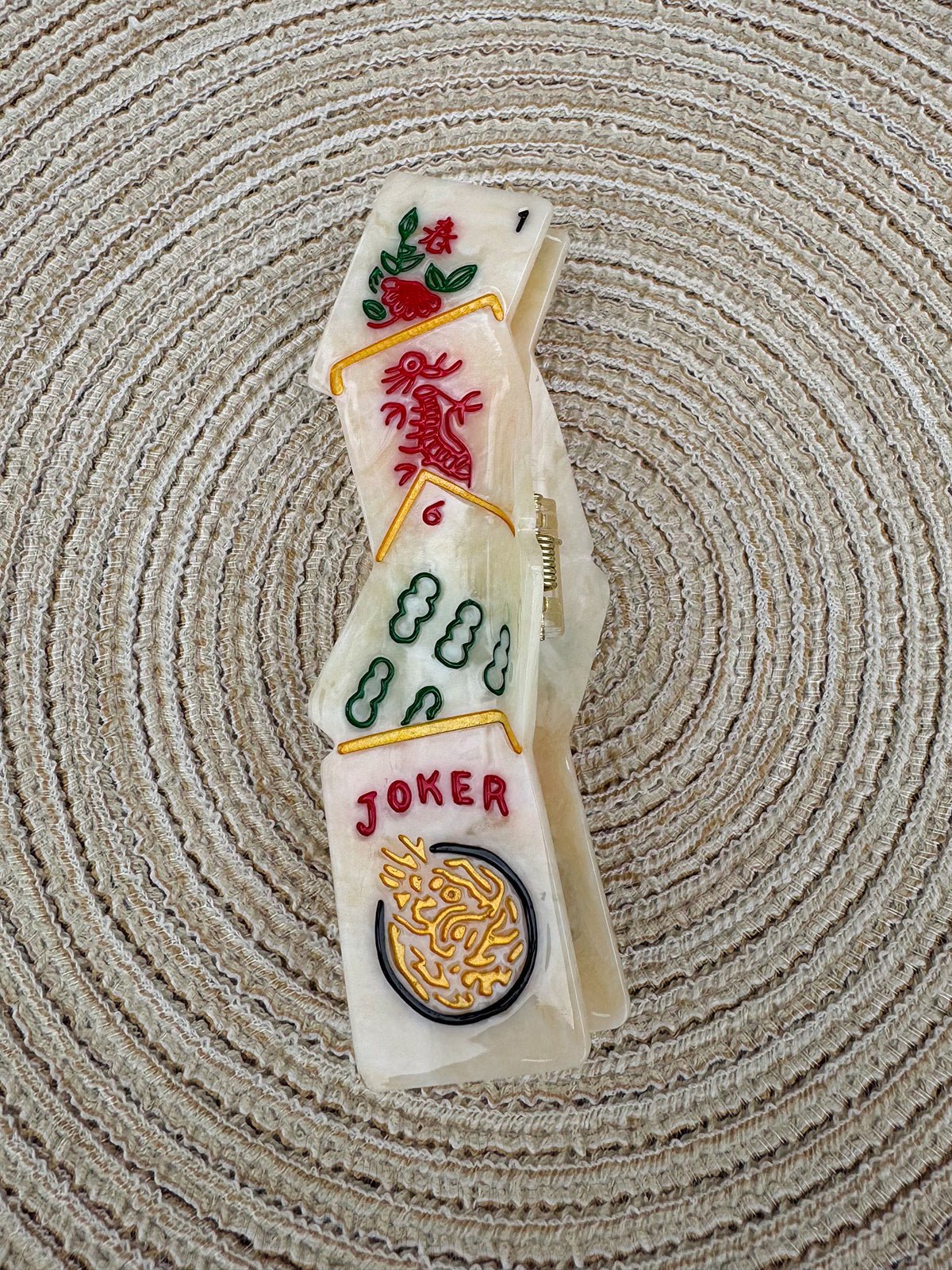 Hand-Painted Mahjong Claw Clip - The Pink Pineapple 850