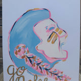 Hand-painted Seminole Canvas 11"x14" - The Pink Pineapple 850
