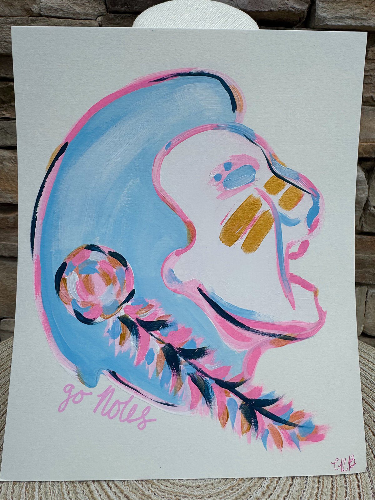 Hand-painted Seminole Canvas 8"x10" - The Pink Pineapple 850