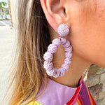 Handmade Straw Pom Poms Earrings - The Pink Pineapple 850