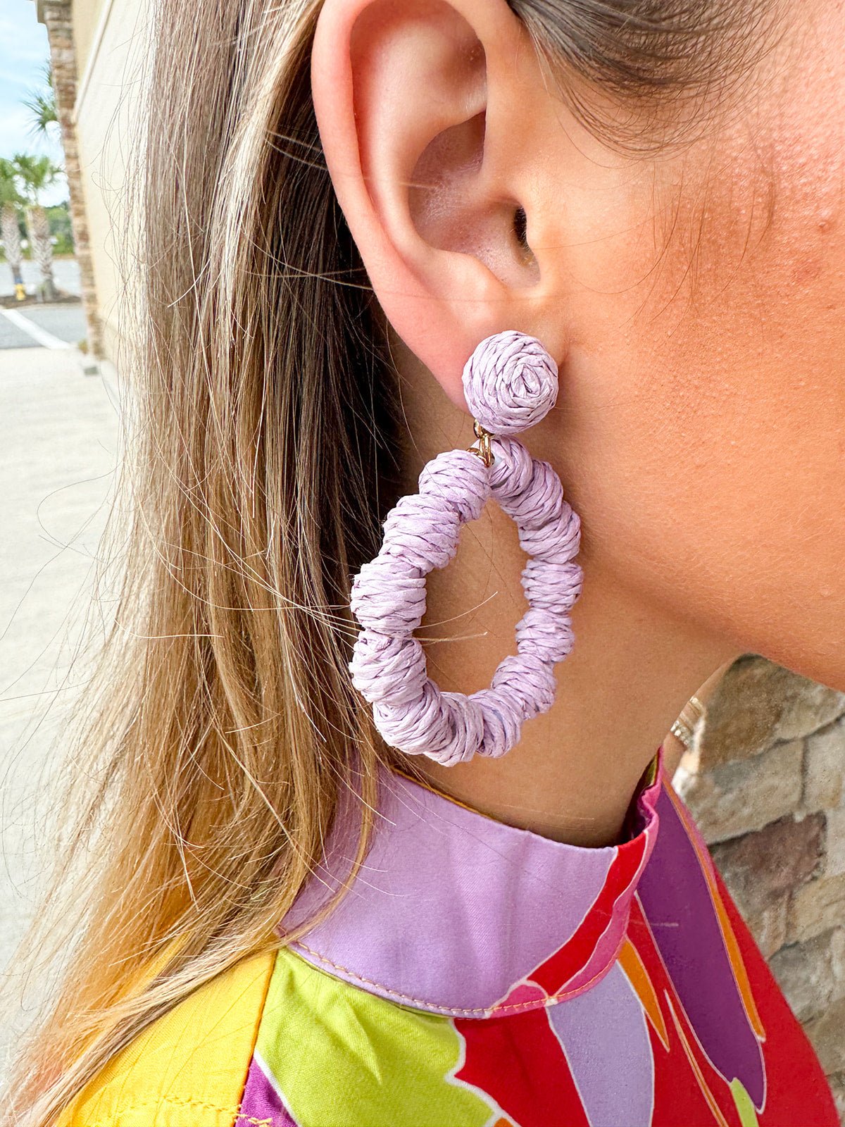 Handmade Straw Pom Poms Earrings - The Pink Pineapple 850