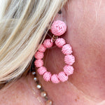 Handmade Straw Pom Poms Earrings - The Pink Pineapple 850
