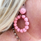 Handmade Straw Pom Poms Earrings - The Pink Pineapple 850