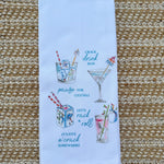 Handpainted Mahjong Cocktails Kitchen Towel - The Pink Pineapple 850