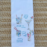 Handpainted Mahjong Cocktails Kitchen Towel - The Pink Pineapple 850