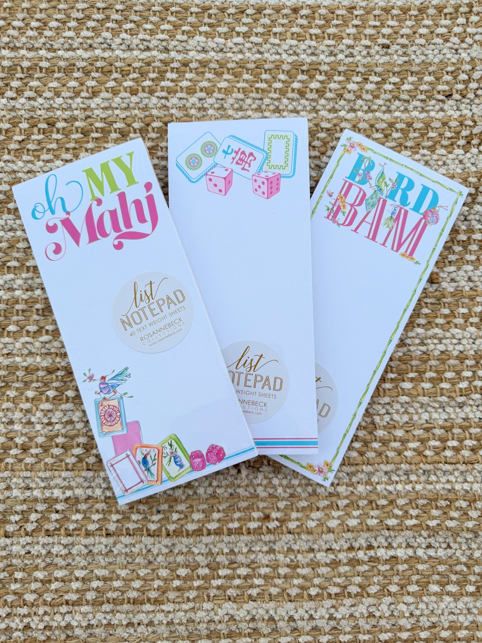 Handpainted Mahjong Tiles Oh My Mahj Skinny Notepad - The Pink Pineapple 850