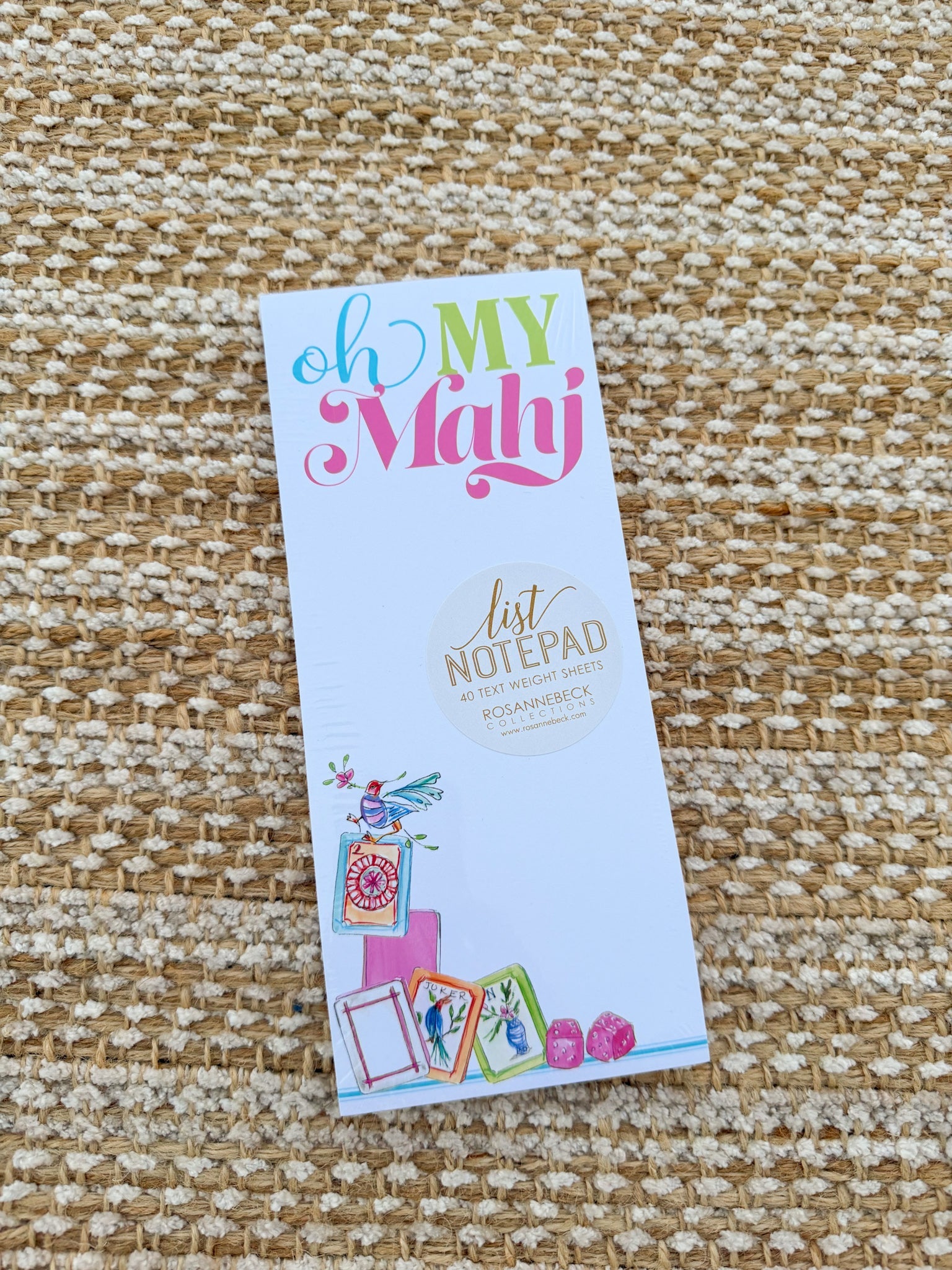 Handpainted Mahjong Tiles Oh My Mahj Skinny Notepad - The Pink Pineapple 850