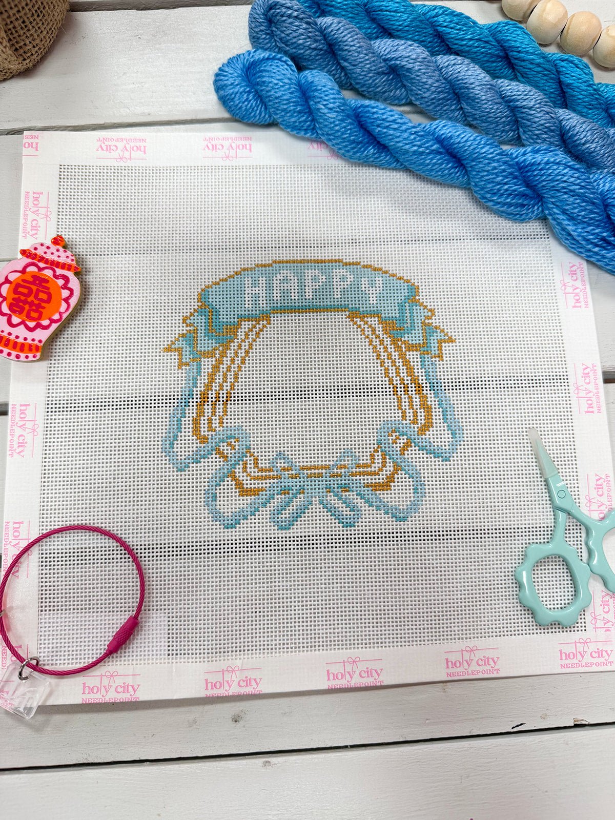Happy Crest Canvas – Blue - The Pink Pineapple 850