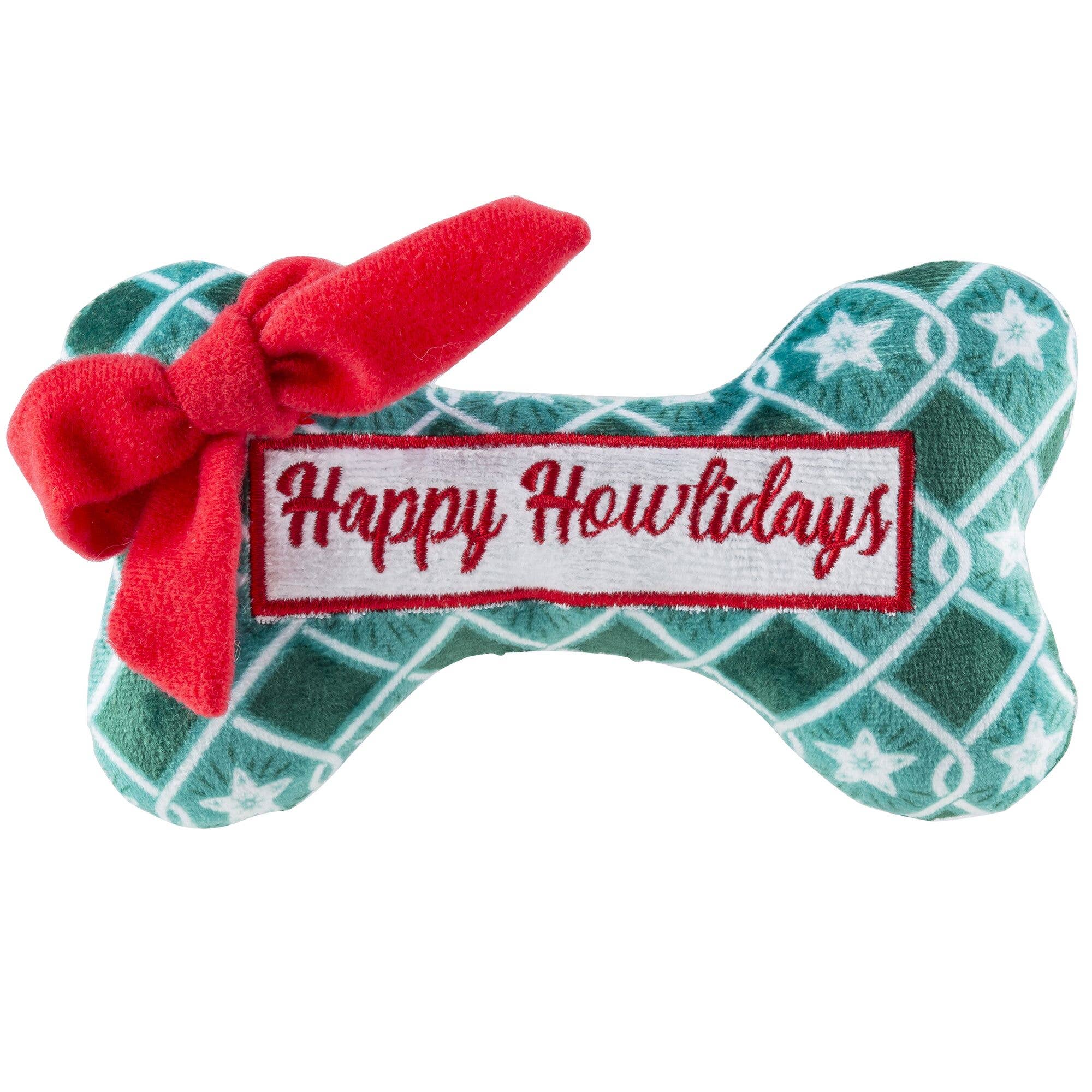Happy Howlidays Puppermint Green Stars Bone Dog Toy - The Pink Pineapple 850