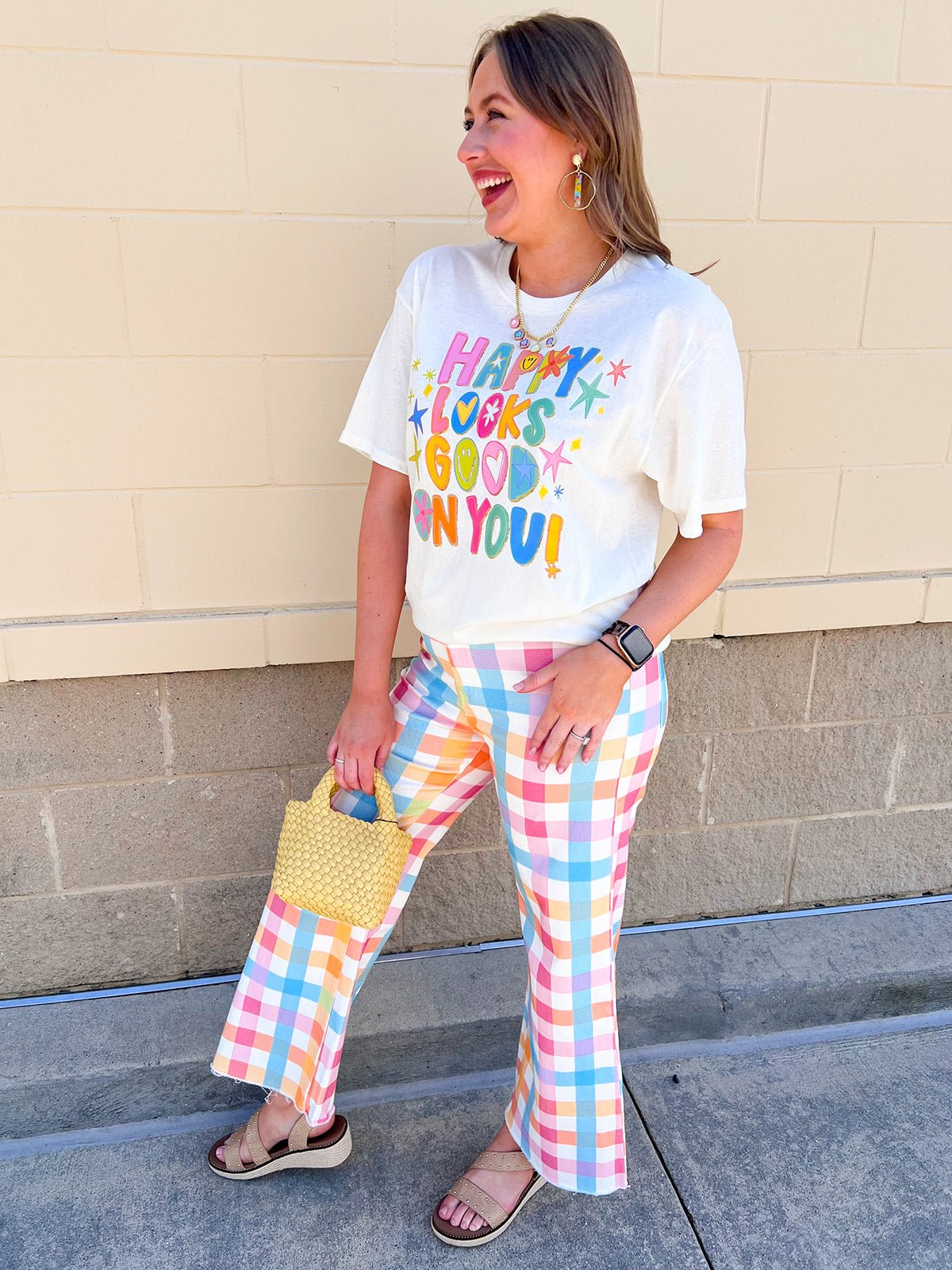 Happy Looks Good On You Graphic Tee - The Pink Pineapple 850