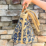 Harbor Blossom Tote Top Handle Jute Tote Bag - The Pink Pineapple 850