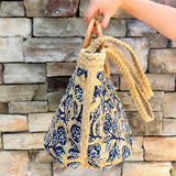 Harbor Blossom Tote Top Handle Jute Tote Bag - The Pink Pineapple 850