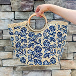 Harbor Blossom Tote Top Handle Jute Tote Bag - The Pink Pineapple 850