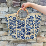 Harbor Blossom Tote Top Handle Jute Tote Bag - The Pink Pineapple 850