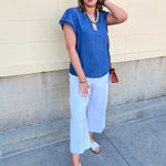 Harbor Eyelet Sleeve Blouse - The Pink Pineapple 850