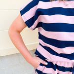 Harbor Lounge Stripe Set in Navy & Pink - The Pink Pineapple 850
