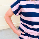 Harbor Lounge Stripe Set in Navy & Pink - The Pink Pineapple 850