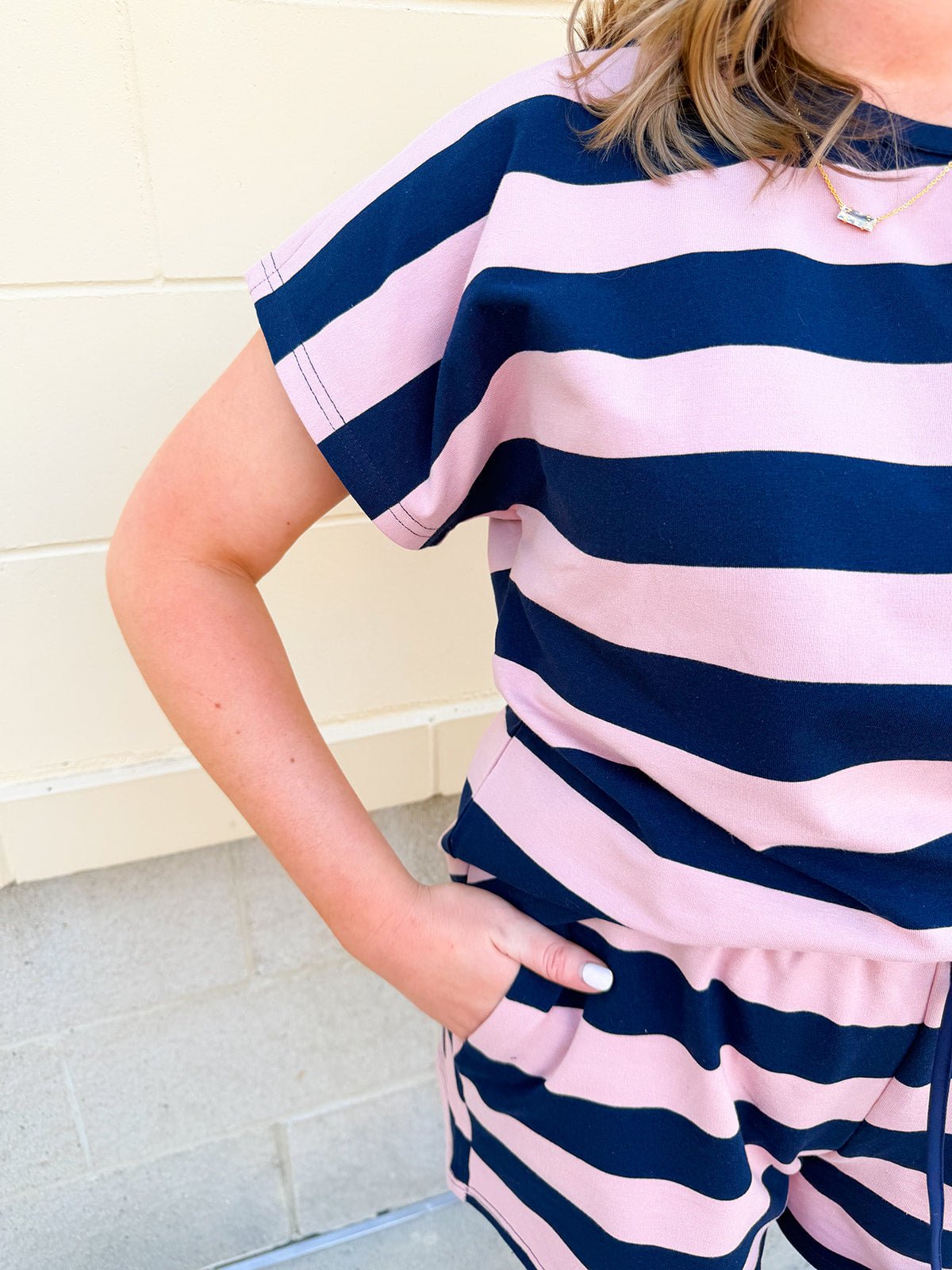 Harbor Lounge Stripe Set in Navy & Pink - The Pink Pineapple 850