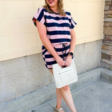 Harbor Lounge Stripe Set in Navy & Pink - The Pink Pineapple 850