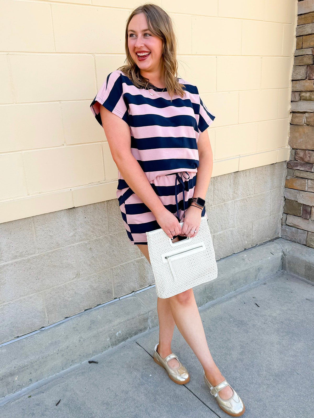 Harbor Lounge Stripe Set in Navy & Pink - The Pink Pineapple 850