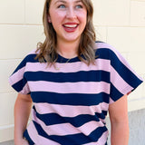 Harbor Lounge Stripe Set in Navy & Pink - The Pink Pineapple 850
