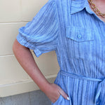 Harbor Mist Stripe Button Midi Dress - The Pink Pineapple 850