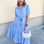 Harbor Mist Stripe Button Midi Dress - The Pink Pineapple 850
