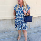 Harbor Scroll Mini Dress - The Pink Pineapple 850
