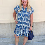 Harbor Scroll Mini Dress - The Pink Pineapple 850
