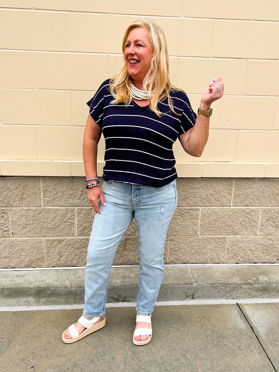 Harbor Stripe Knit Top - The Pink Pineapple 850