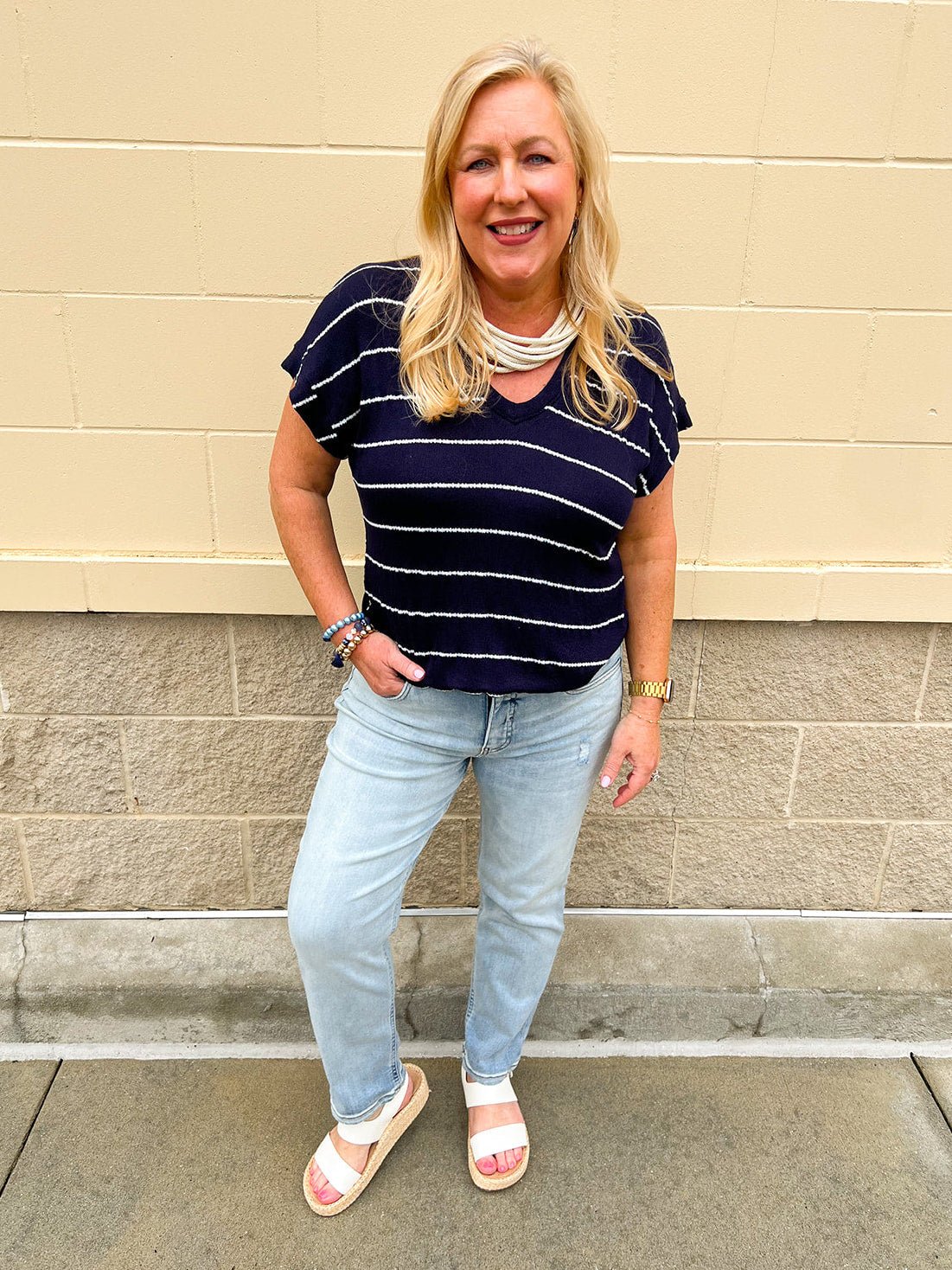 Harbor Stripe Knit Top - The Pink Pineapple 850