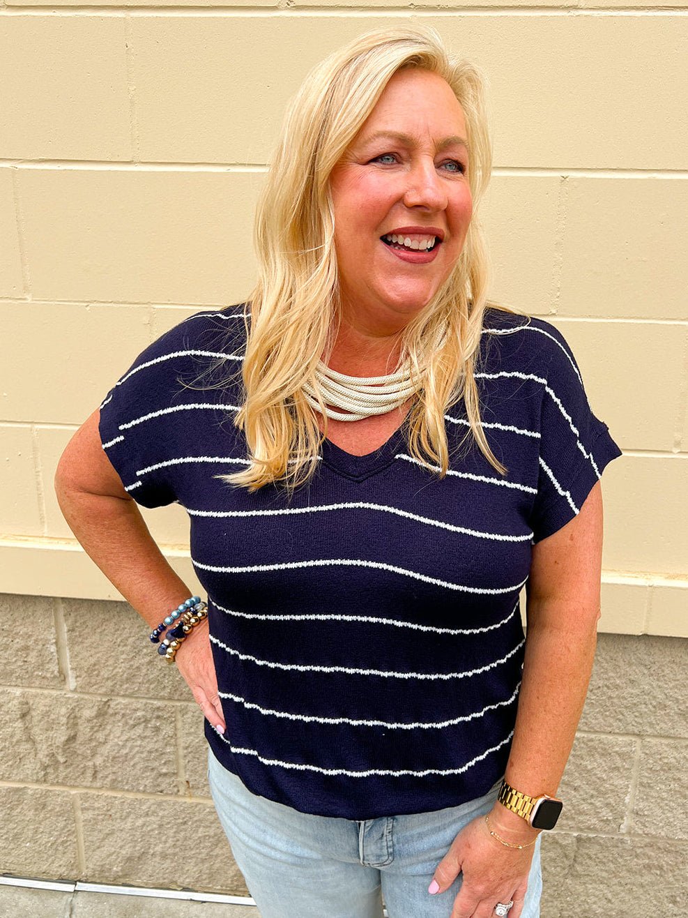 Harbor Stripe Knit Top - The Pink Pineapple 850